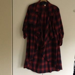 Franchesca’s long plaid cardigan